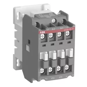 3 Pole Contactors AX09…AX370: AC Operated-110V with 1NO, 1NC, and 1NO1NC aux contacts. Current ratings range from 9A to 370A.