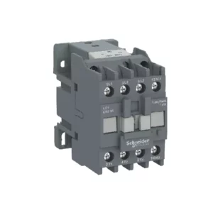 A close-up image of an ETVS power contactor mounted on a metal surface, showcasing its clear markings and sturdy construction.